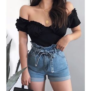 Shorts - High Waisted Denim Shorts Shorts - High Waisted Denim Shorts